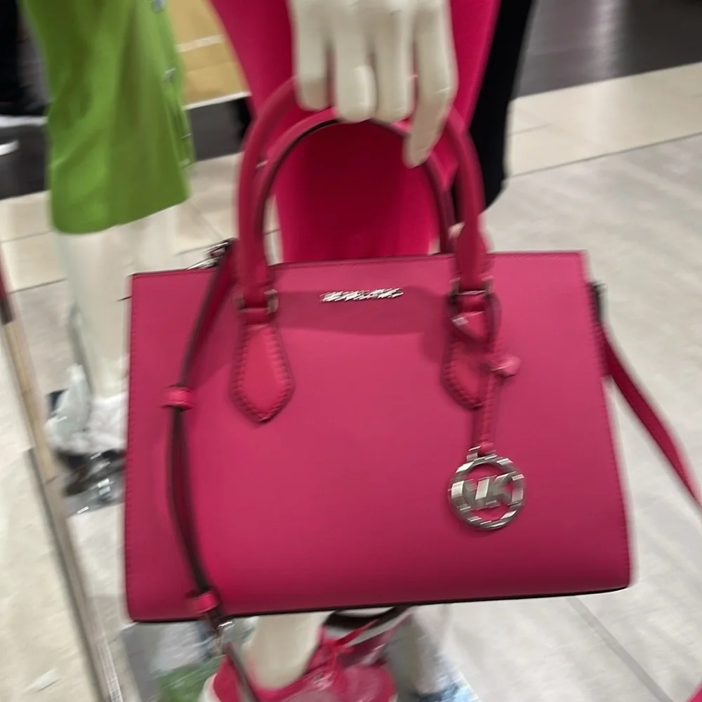 Michaela Kors Sheila Medium Faux Saffiano Leather Satchel
Dragonfruit 
NWT - Picture 7 of 16